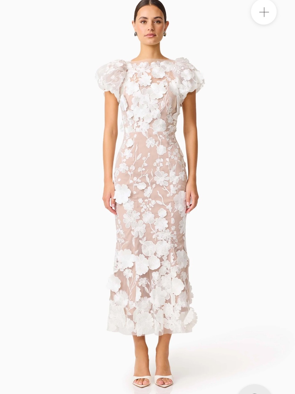 Elliatt Astraea 3D Lace Maxi Dress In White